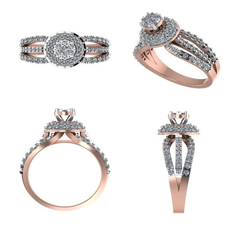 Princes & Round Cut Diamond Cluster Halo Engagement Ring